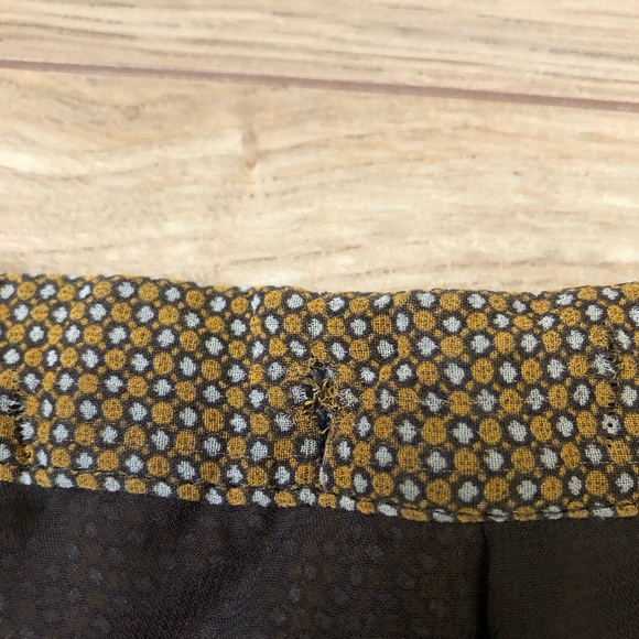 Women’s Vintage Studio M Petite Brown Yellow Pleated Pattern Silk Skirt size 4P - Picture 7 of 14